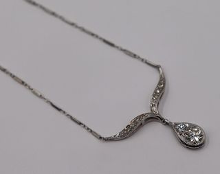JEWELRY. 14kt Gold and Diamond Lavalier Necklace.