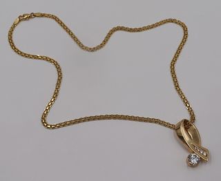 JEWELRY. 14kt Gold and Faux Diamond Necklace.