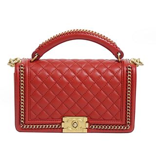 Chanel Red Quilted Calfskin Leather Handbag