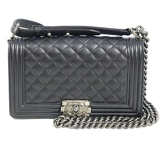 Chanel Black Lambskin Boy Bag Handbag