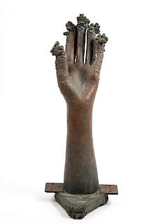 Modern Iron Sculpture of Hand, Unsigned