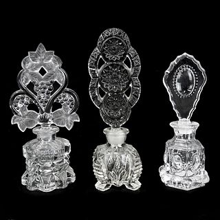Three (3) Vintage Crystal Perfume Bottles