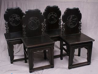 Set of four lacquered and carved provincial Yunnanese