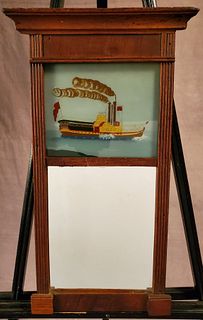 19th c. American wall mirror with a reverse painting