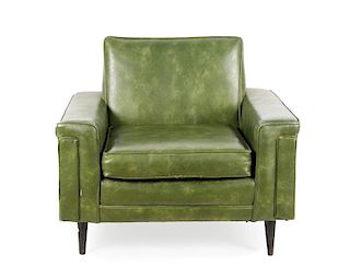 MCM Green Vinyl Upholstered Armchair