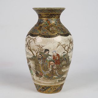 A finely enameled and drawn Satsuma ovoid shaped vase