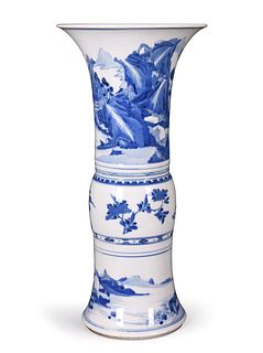 Kangxi Blue and White Beaker Vase, Gu