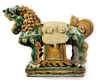 Chinese Ming Dynasty sancai glazed temple lion