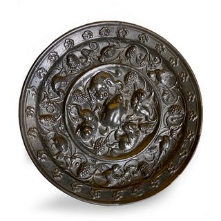 A Bronze 'Mythical Beasts and Grapevine' Mirror