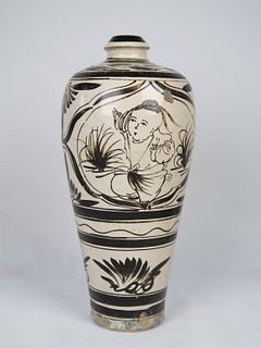 A PAINTED 'CIZHOU' VASE (MEIPING)