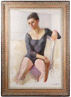 Constantin Chatov, "Resting Ballerina" Signed Oil