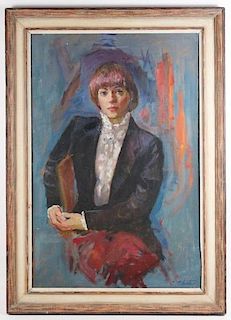 C. Chatov Signed Oil, Woman in White Blouse
