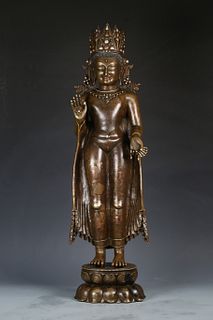 Large Copper-Alloy Bronze Figure Of Shakyamuni