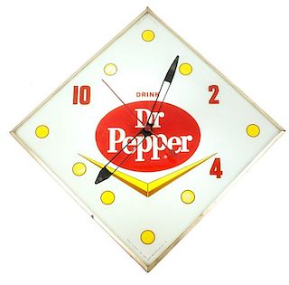 Soda Fountain Clock, Dr Pepper Light-up, by Pam
