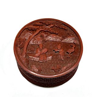 Chinese Carved Red Cinnabar Lacquered Box