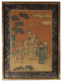 Chinese Silk Kesi 'Immortals' Panel, 19th C.