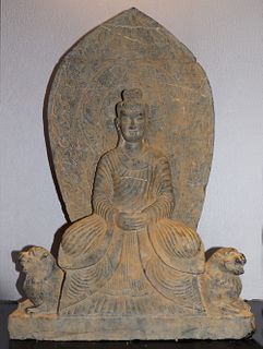 Northern Wei Carved Stone Seated Buddha Statue