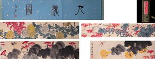 Chinese Hand Scroll Painting of Flowers, QI BAISHI