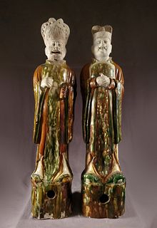 TL Test,Strong & large pair of Sancai glazed ,Tang Dyn.