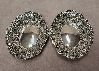 Pair of Sterling Silver Trays with Repousse