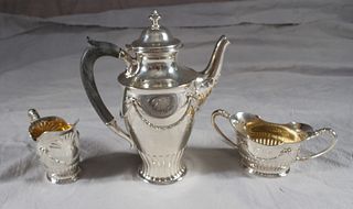Three-piece Towle sterling silver tea set