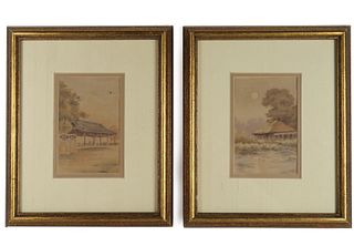 2 Delicate Japanese watercolors,c. 1940.