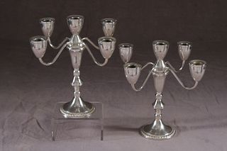 Pair of American weighted sterling candelabras