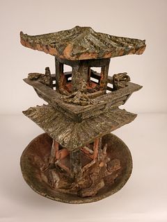 Han Dynasty Green Glazed Watch Tower,Of The Period.