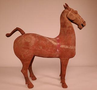Western Han Dynasty painted pottery standing horse, c.