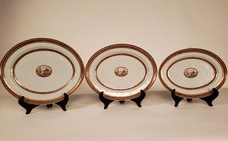 A rare set of three graduated Chinese export platters