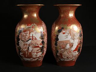 A massive pair of exceptional painted, gilded, and