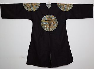 Chinese Silk Embroidered Dragon Surcoat