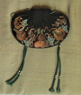 Chinese Silk Embroidered Purse