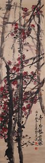 Chinese Scroll Painting of Blossoming Trees,WuChangShuo