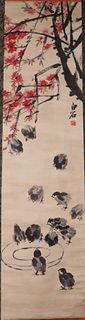 Chinese Scroll Painting of Small birds, Qi BaiShi