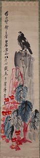 Chinese Scroll Painting of Black Bird , Qi BaiShi