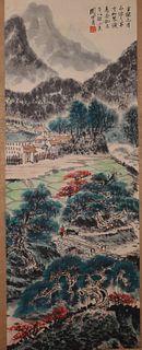 Chinese Scroll Painting of Mountain Village