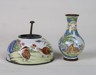 Painted Enamel Water Dropper and Vase, Qianlong Mark