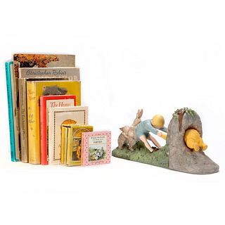 Collection of 9 Milne/Pooh books with Classic Pooh Bookends