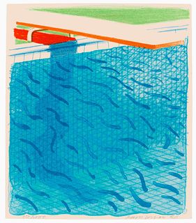 David Hockney
(British, b. 1937)
Pool Made with Paper and Blue Ink for Book, 1980