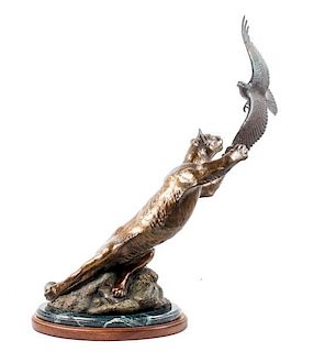 Jim Gilmore Wildlife Bronze, Cougar & Hawk