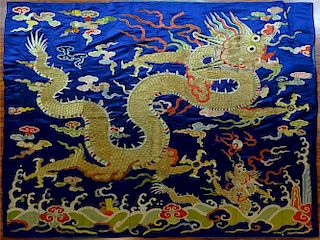 Large Antique Chinese Embroidered Silk Textile.