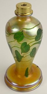 Antique Tiffany Favrile Iridescent Glass Lamp Base.