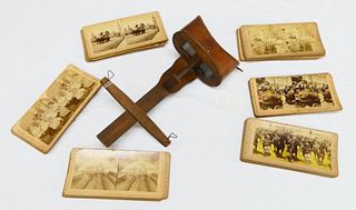 ANTIQUE WOODEN STEREOSCOPE SLIDE PICTURE VIEWER