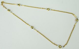 14 KT YELLOW GOLD AND PEARL NECKLACE/ CHOKER