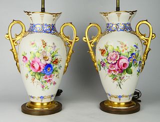 PAIR OF 19TH CENTURY FRENCH OLD PARIS LAMPS