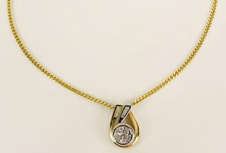 Lady's vintage approx. 1.0 carat diamond and 14 karat yellow gold pendant necklace.