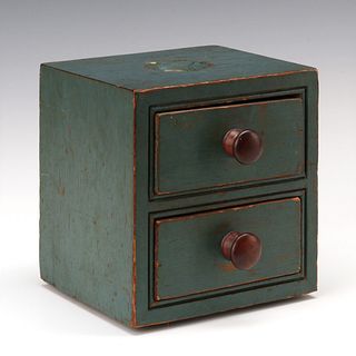A VERY GOOD 19TH CENTURY BALLOT BOX IN OLD GREEN PAINT