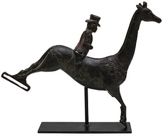A RARE C.W. PARKER GIRAFFE TARGET WITH KNOCKDOWN RIDER
