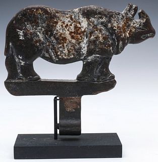 A RARE AND WELL-FORMED IRON RHINOCEROS TARGET FIGURE